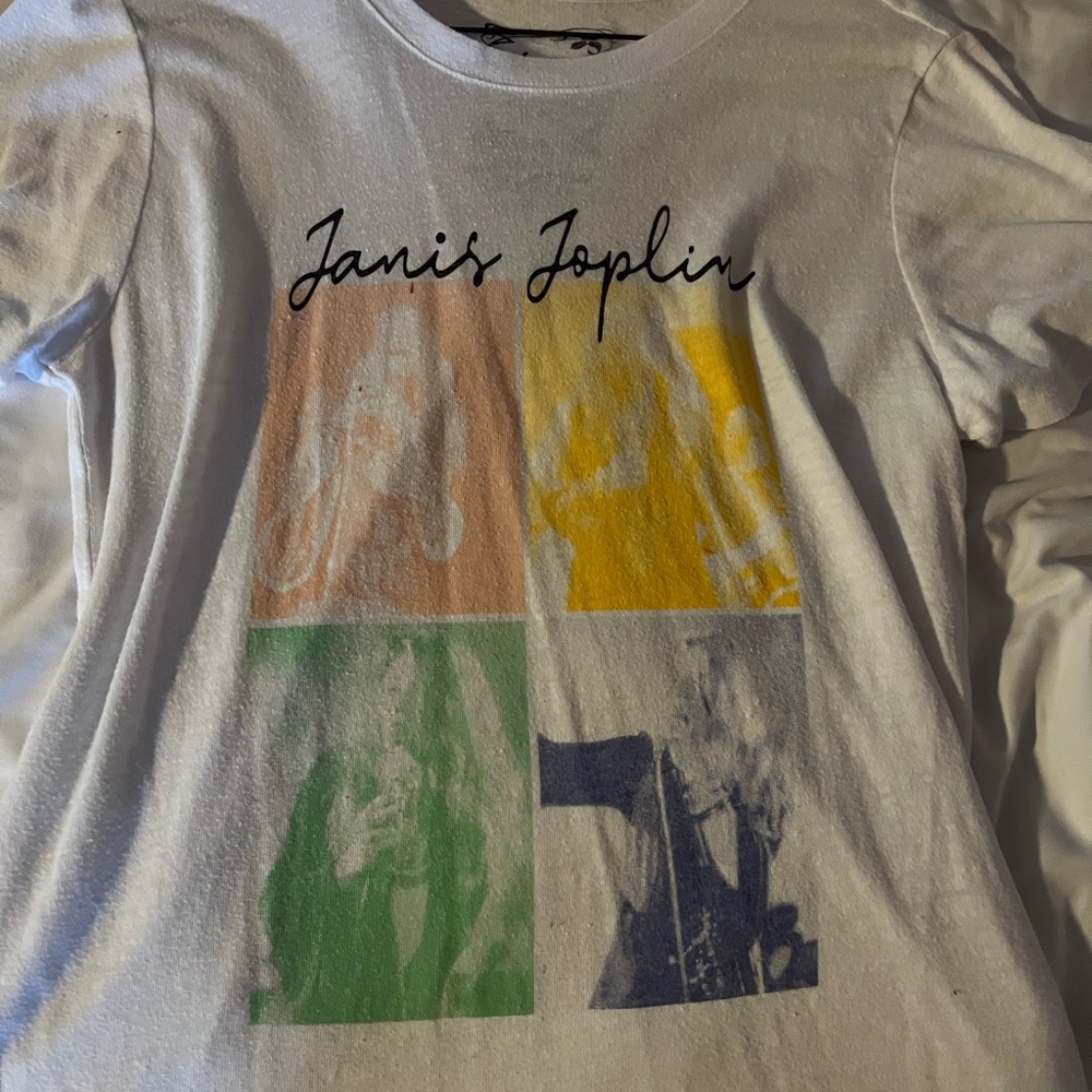 Lucky Brand White Tee with Purple Graphic Janis Joplin
